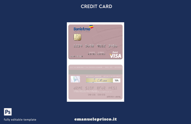 modello di carta di debito visto Panama Banco Banistmo in stile verificato